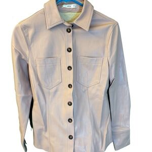 Mango Leather-Look Button Down Shirt
